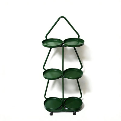 Christmas Plant Stand With Wheels, 3-Tier Handmade Wrought Iron Flower Rack For Indoor Balcony Home Holiday Decoration by George Oliver