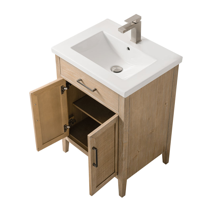 Ensemble de meuble-lavabo simple 24 po Sebastiano, Sable côtier / nickel antique