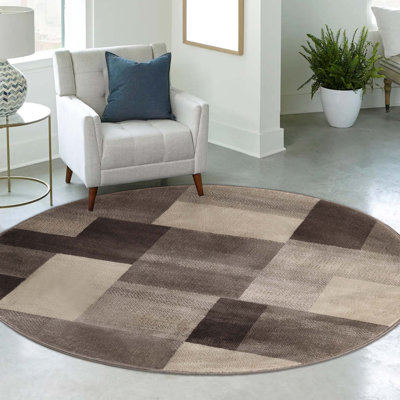Tapis intérieur beige en polypropylène à blocs de couleur Benne avec envers en jute