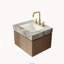 Meuble-lavabo flottant 24 po en chêne brun avec plateau gris clair, lavabo en céramique et 3 trous de robinet-2138622617