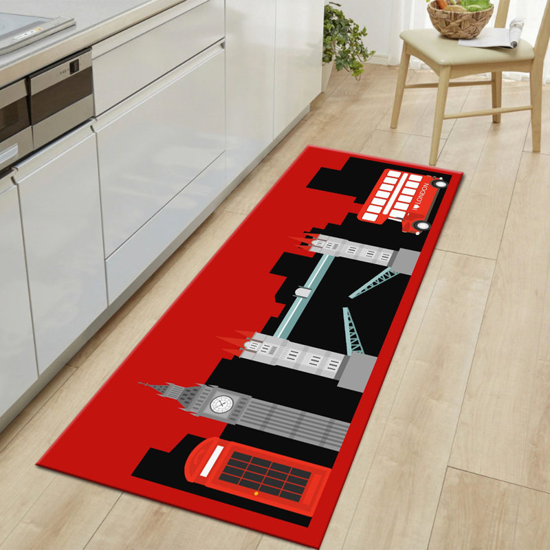 Tapis noir / rouge / gris en jute tissé à la machine Talida, Tapis de couloir 2 pi 7 po x 9 pi 10 po