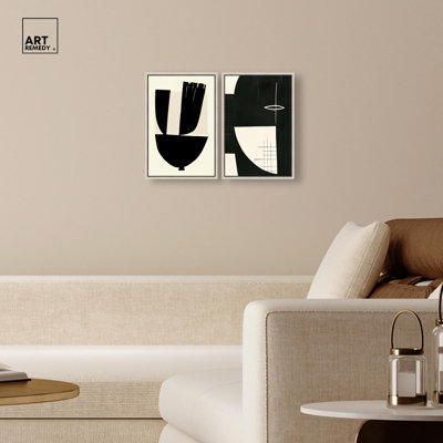 «Astrolabe Abstract Duo», reproduction d'art sur toile par Art Remedy, cadre argenté, 10 x 15