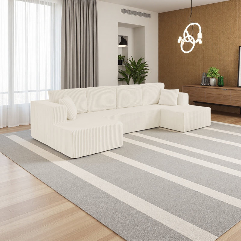 Canapé modulaire en forme de U, canapé modulaire compressé en velours côtelé de style minimaliste moderne, canapé-lit pour le salon, la chambre à coucher, canapé confortable à conception compacte et peu encombrante
