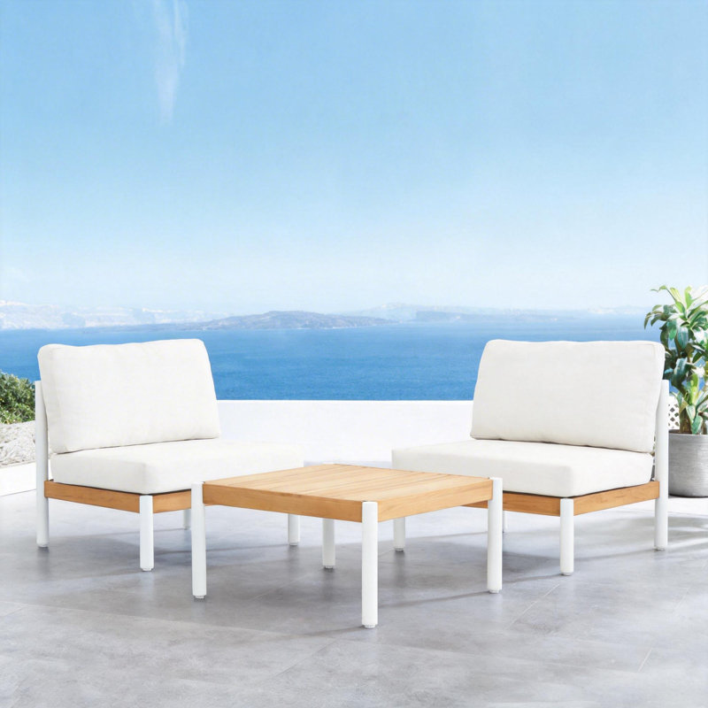 Ensemble de canapés d'extérieur sans accoudoirs Positano, 3 pièces: table, 2 chaises