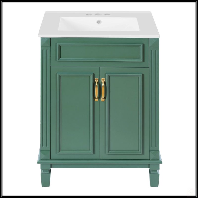 24'' Modern Bathroom Vanity With Top Sink, Soft-Closing Doors, Adjustable Shelf, And Solid Wood Frame For Elegant Storage