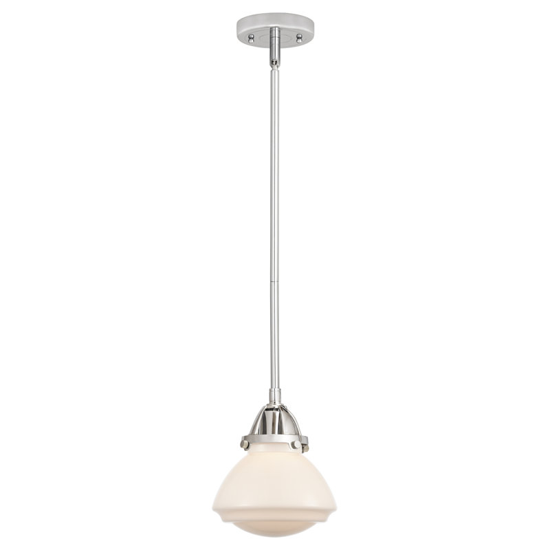 Mini 2 - Almarosa - Mini-luminaire suspendu à tige 7 po 1 lumière Nouveau, Blanc mat, Chrome poli