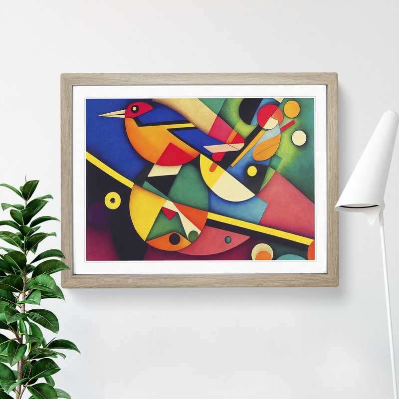 Abstract Kingfisher Bird Vol.4 - Framed Print, 25cm H x 34cm W x 2cm D, Oak