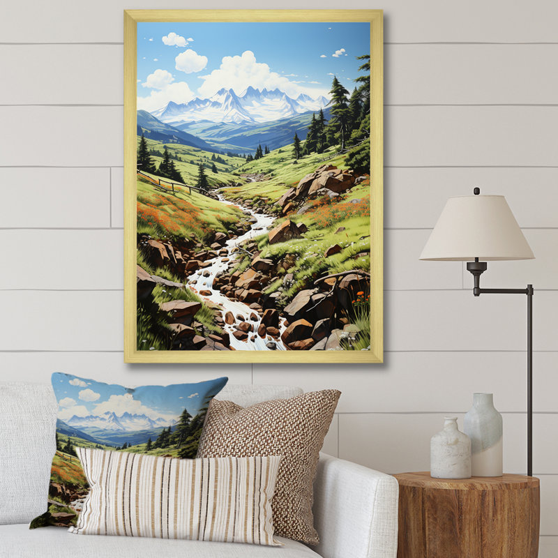 Batsheva Green Mountains Summer Peaks Pastoral II, Cadre photo doré, H 20 po x l 12 po x P 1 po