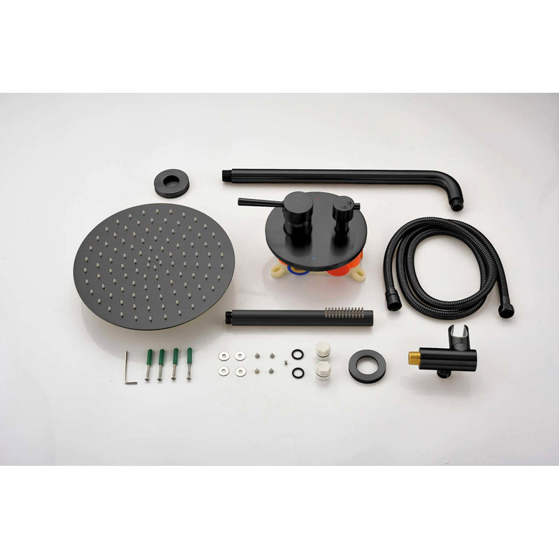 Douche murale pour salle de bain en noir mat - fabriquée en laiton de qualité et en acier inoxydable
