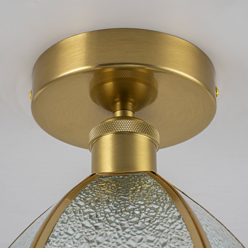 Plafonnier semi-encastré en verre biseauté traditionnel 1 lumière