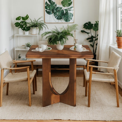 Solid Wood Square Dining Table for 2-4, Compact Kitchen Table for Small Spaces