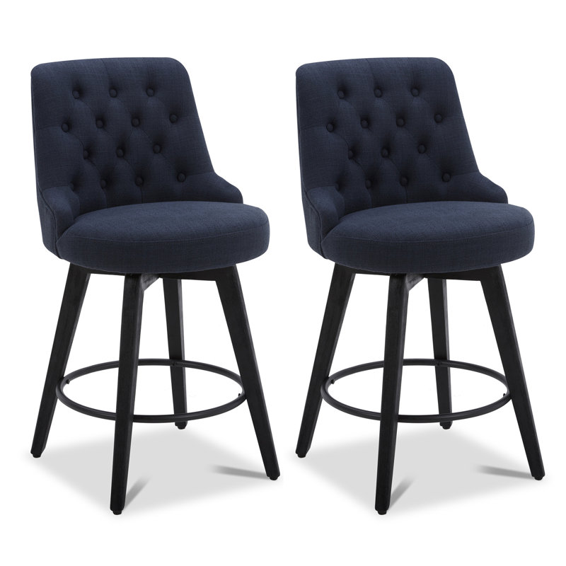 Arjean Swivel Upholstered Counter Stool, Insignia Blue, Counter Stool (26" Seat Height)