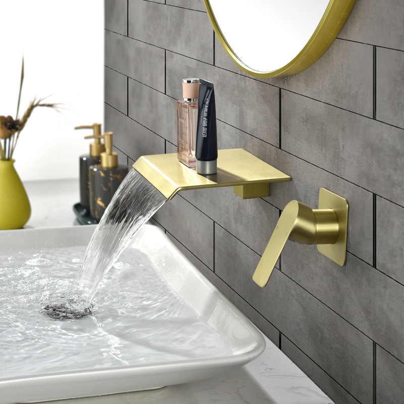 Wall Mounted Optional Single-handle Bathroom Faucet, Brushed Gold