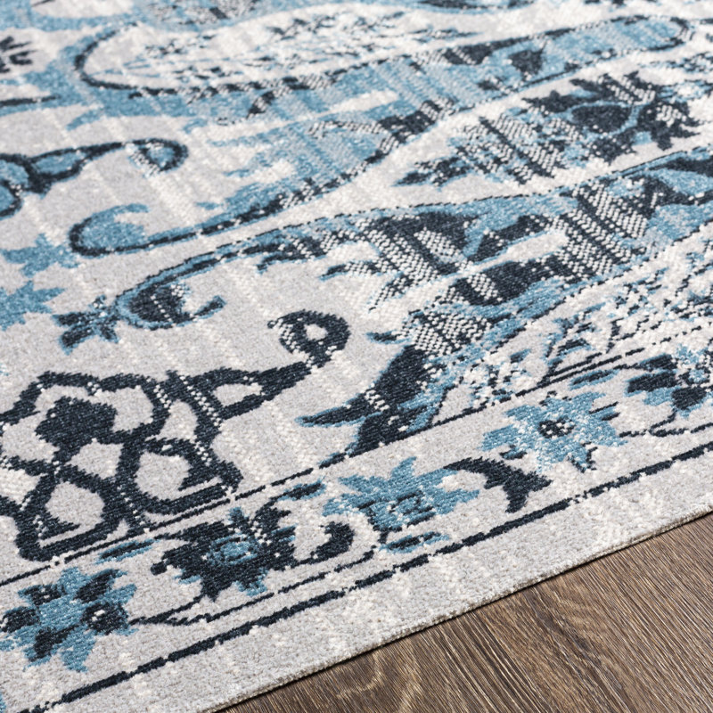 Ember Swirling Majestic Blue Synthetic 6'7" x 9' Rug