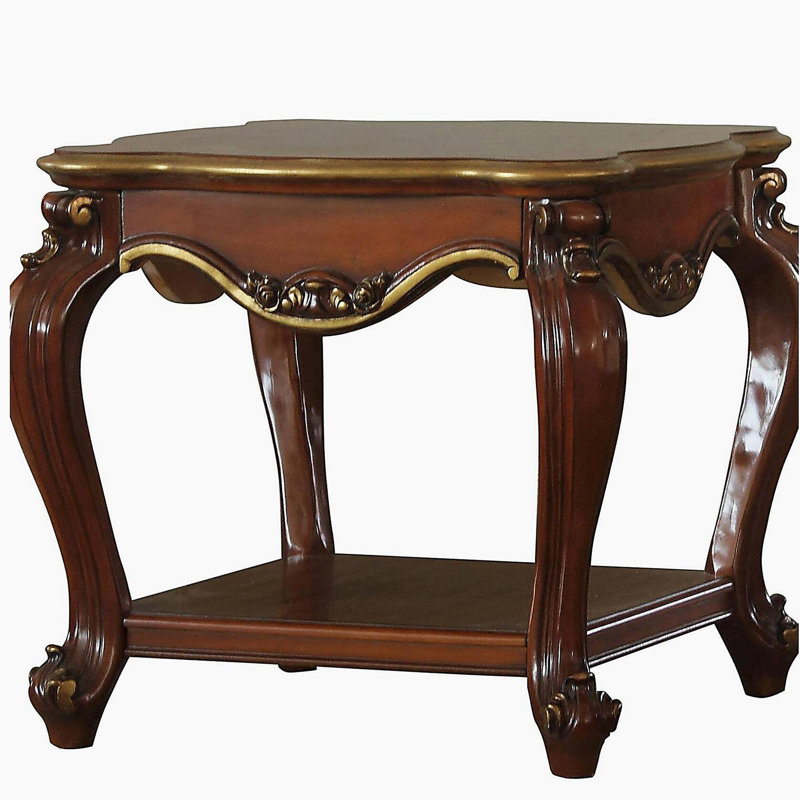 Honey Oak End Table with Bottom Shelf