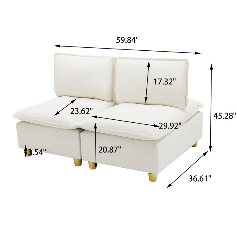 Canapé modulaire rembourré 2 places, Beige
