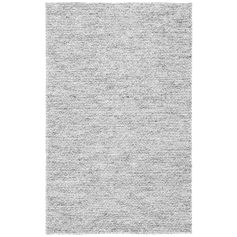 Tapis gris clair / ivoire fait à la main Elle, Rectangle de 5 pi x 8 pi