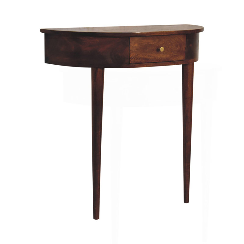 Solid Wood Backless Mounted Console, 1-Drawer, Chestnut, Brown