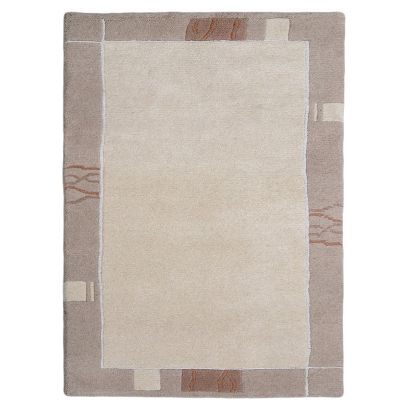 Tapis d'intérieur contemporain beige en laine beige fait à la main Tibbati, Rectangle 5 pi 7 po x 7 pi 10 po