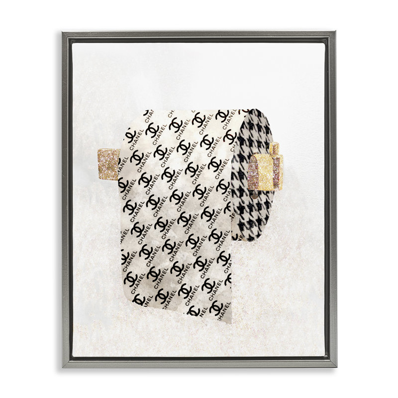 Fashion Glam Toilet Paper Gray Framed Floater Canvas Wall Art by Ziwei Li, 21" H x 17" W x 1.7" D, Luster Gray Floater Frame