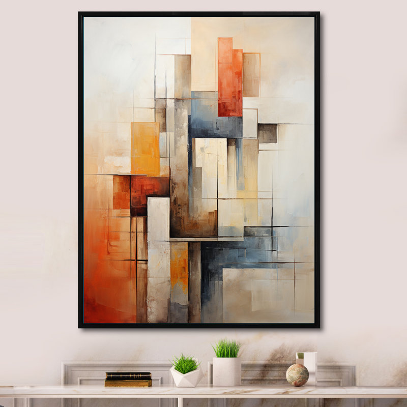 Ireatha Cubism Fragmented Perspectives II - impression, H 44 po x l 34 po x P 1,5 po, Cadre flottant noir