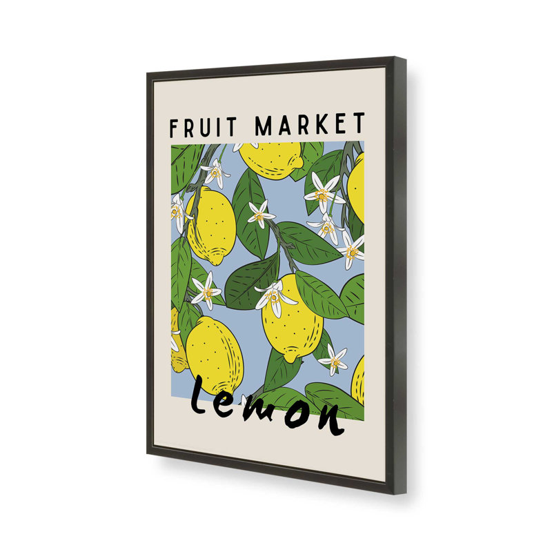 Lemon Fruit Market, reproduction d'affiche, H 15 po x l 12 po, Noir satiné