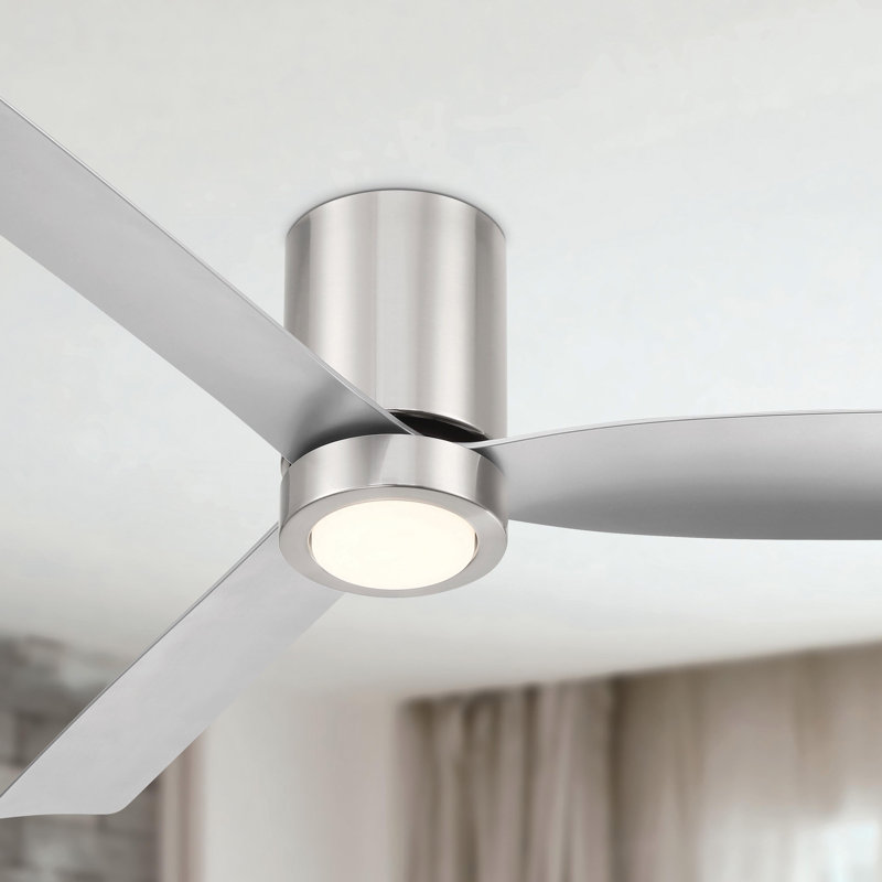 Ventilateur de plafond 3 pales 52 pouces avec télécommande et lumière à intensité variable CORMAC , Nickel brossé