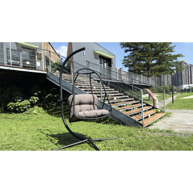 Patio Swing Egg Chair With Stand, Hanging Chair, C Type Bracket, Soft Cushion And Pillow, 4 - Point Support Foldable Easy To Move Indoor Outdoor Aging , Comfortable Ergonomic Seating, Install, Ideal