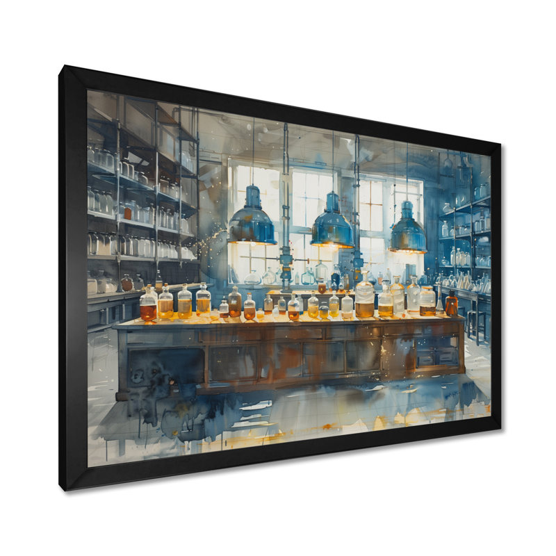 Salon d'art mural bleu et jaune, H 12 po x l 20 po x P 1 po, Cadre simple noir