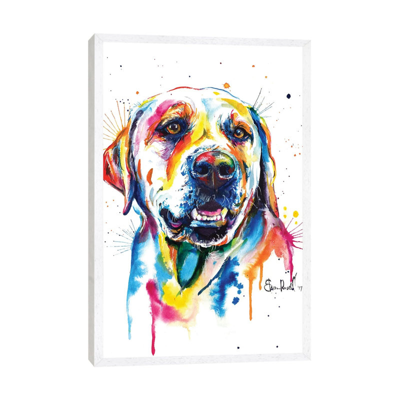 Yellow Lab II by Weekday Best - Painting on Canvas, White Framed, 152.5 cm H x 101.5 cm W