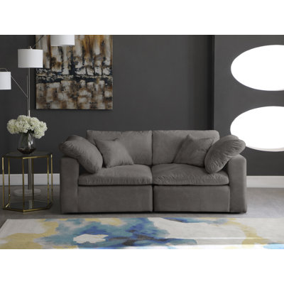 Cozy 80" Velvet Square Arm Modular Sofa with Reversible Cushions