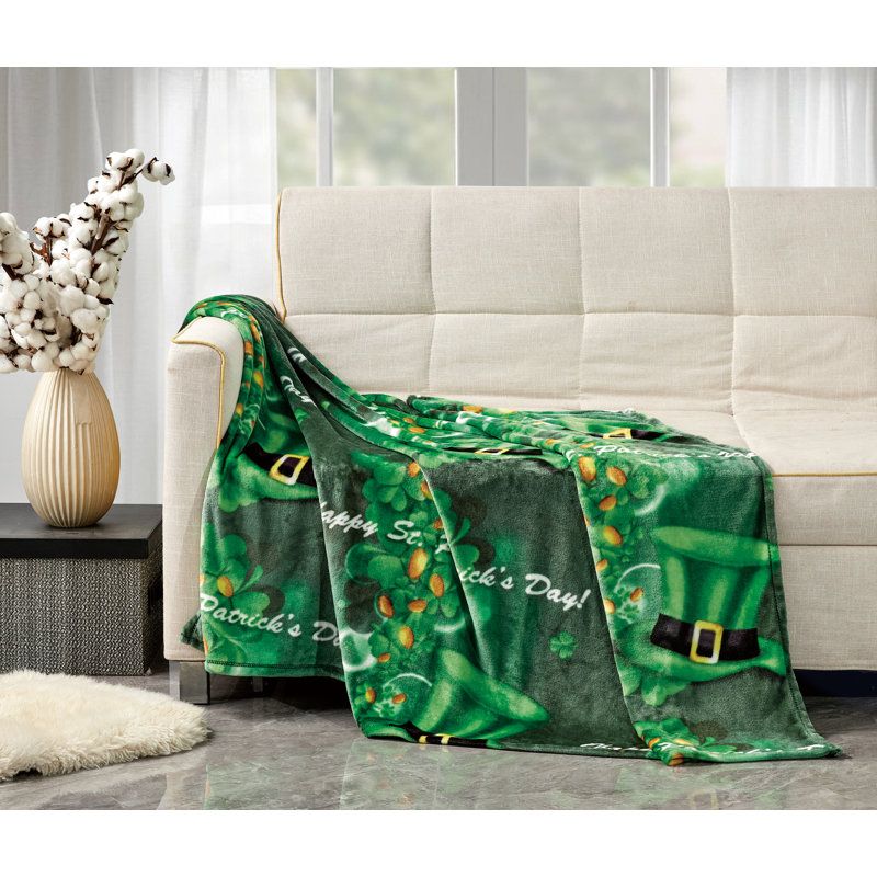Kate Aurora St. Patrick's Day Shamrock Ultra Soft & Plush Oversized Accent Throw