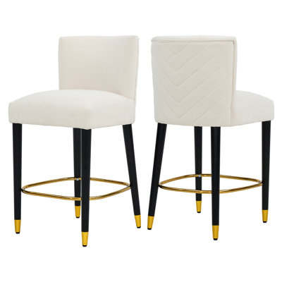 27Inch-Counterstool,Modern Design with a Smooth,Fabric and Circular Footrest,Creates A Sophisticated And Luxurious Look