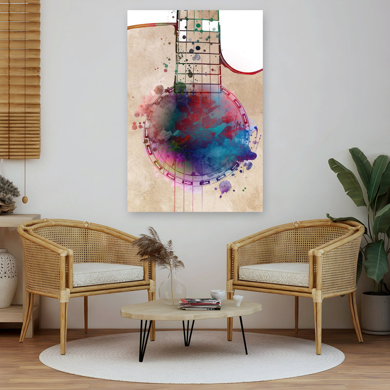 Dynamic Guitar Art Abstract Contemporary Wall Art Print 1 Piece Wrapped Canvas Wall Art, 152.4cm H x 101.6cm W