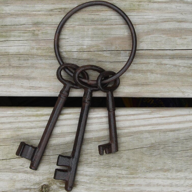 Cast Iron Lock and Skeleton Key