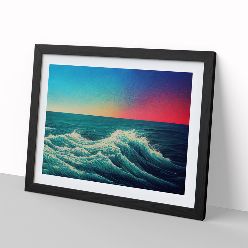 Rose Sky Above The Ocean Vol.1 - Single Picture Frame Print, Black Framed, 25cm H x 34cm W x 2cm D