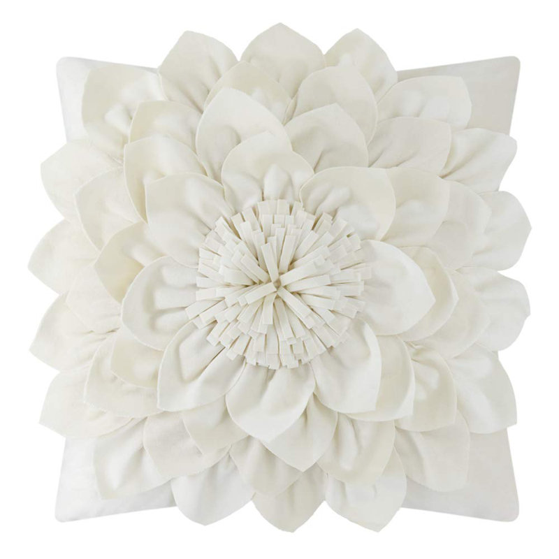 Appliqued Velvet Pillow Cover, Cream White