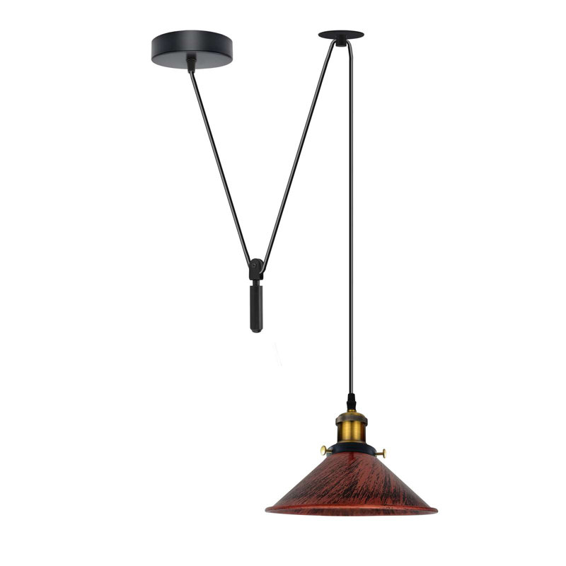 Anahla 1-Light Modern Industrial  Cone Pendant – Adjustable Ceiling Fixture for Contemporary Spaces, Rustic Red, No
