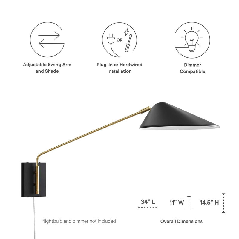 Journey 24" Swing Arm Wall Sconce, Black