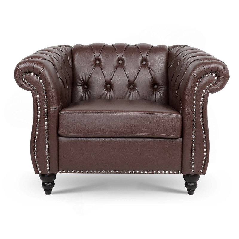 Fauteuil d'appoint l 39 po Chesterfield, Marron foncé