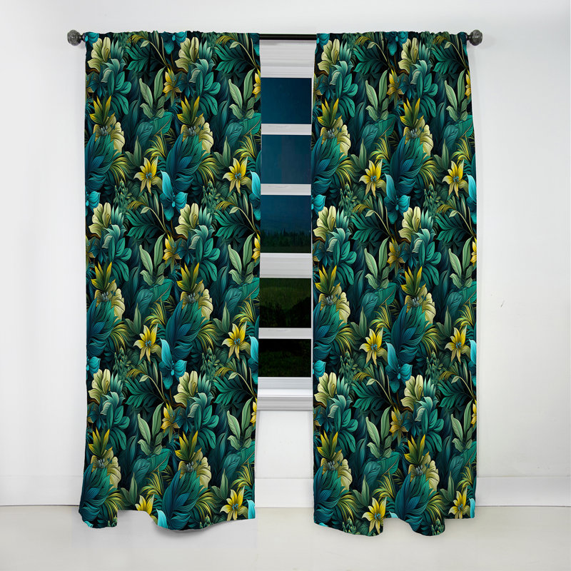 Rainforest Radiance Tropical Motif I - Rideau floral - Rideau occultant floral - 1 panneau, L 52 po x L 120 po