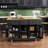 53Inch Large Kitchen Island With Drop Leaf, Power Outlet, Door Internal Storage Rack, Rolling Kitchen Cart On 5 Wheels With 5 Open Side Racks For Kitchen, Dining Room,Black(Not Include Bar Stools)-2095014508