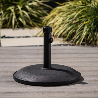 Porte-parapluies en béton de 33 lb, noir, pouvant accueillir des parapluies jusqu'à 5 pieds, support noir de 17,97 po x 13,28 po, supportant un parasol de 5 pieds de profondeur