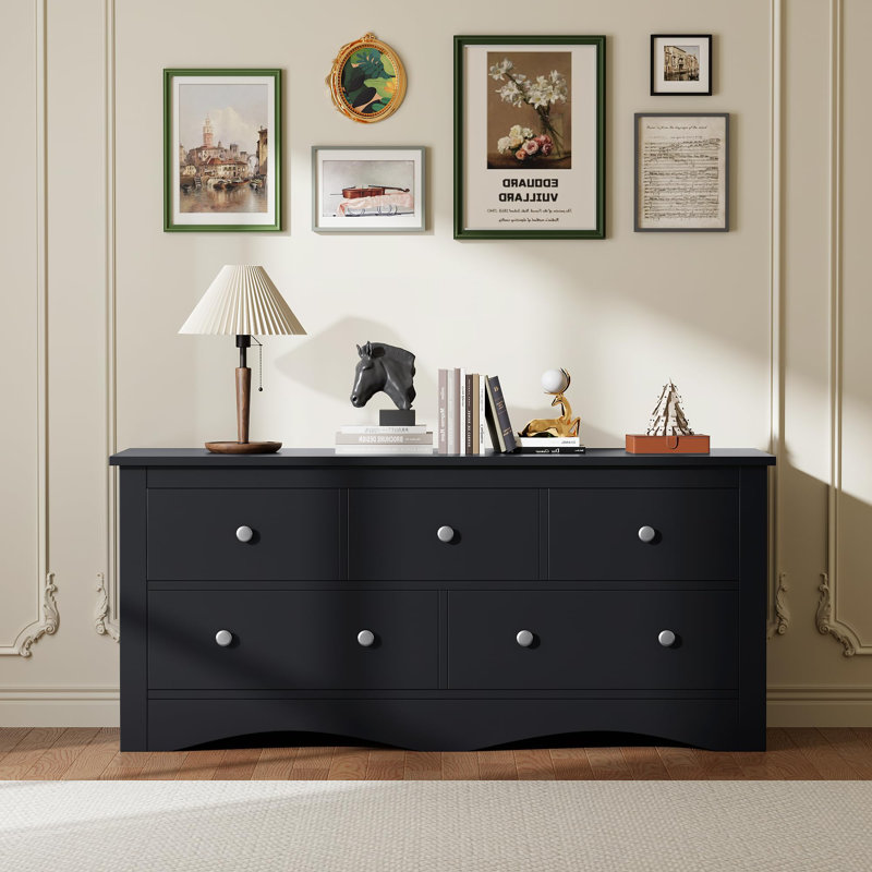 Commode 5 tiroirs en bois avec rangement pour commode, commode de chambre à coucher et meuble télé pour téléviseur de 65 po ou moins