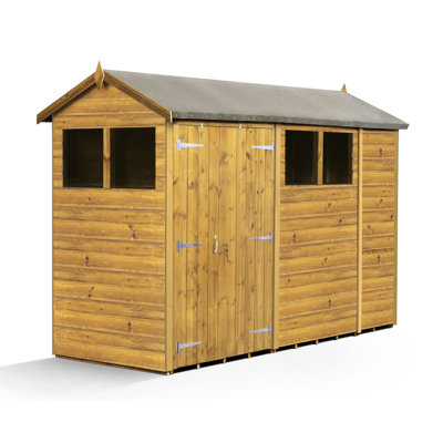 Modular Apex Garden Shed  10X4 With Windows Double Door