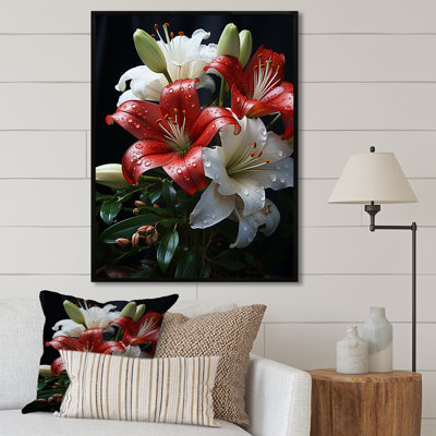 Blooming Red And White Lilies - Lilies Wall Art