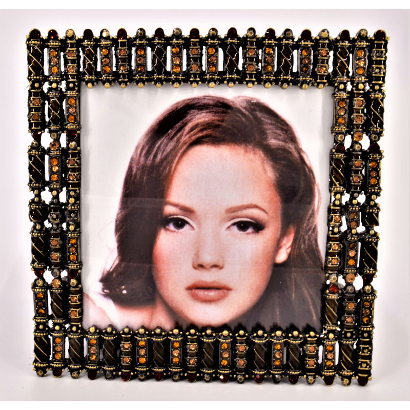 Dias Metal Beaded Picture Frame, Brown