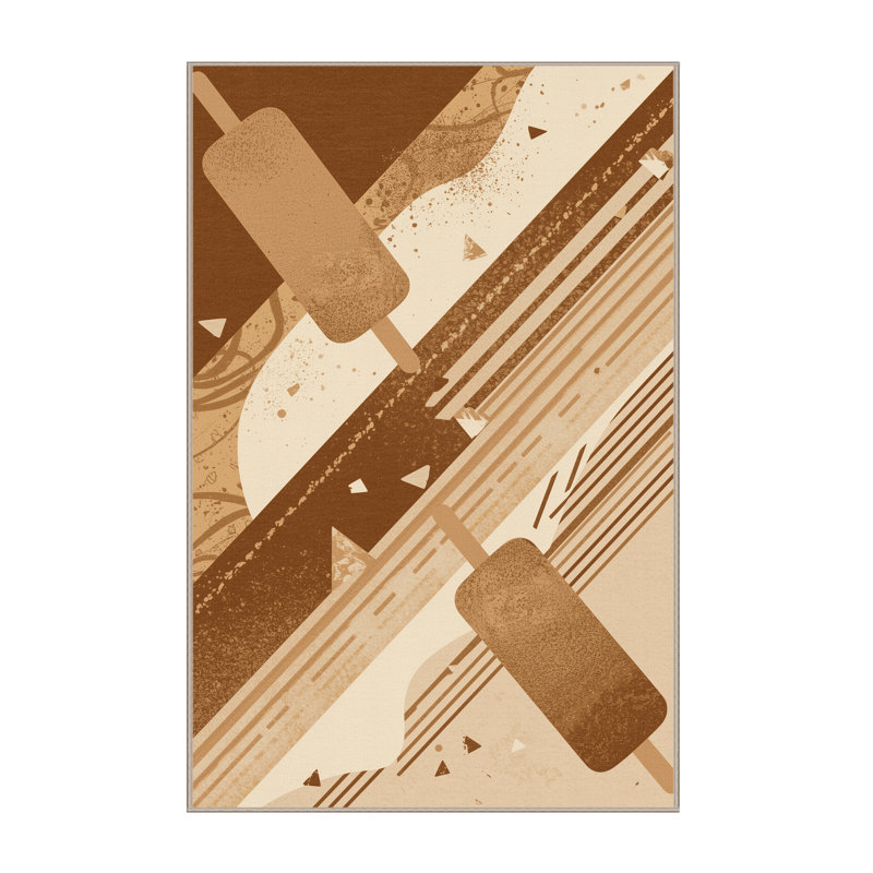 Machine Washable Easton Popsicle Modern Abstract Rug in Beige – Beige Binding, 7x10