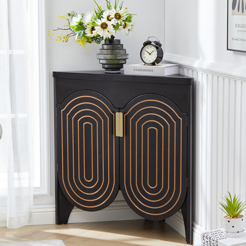 Armoire de coin Mid Century, Noir
