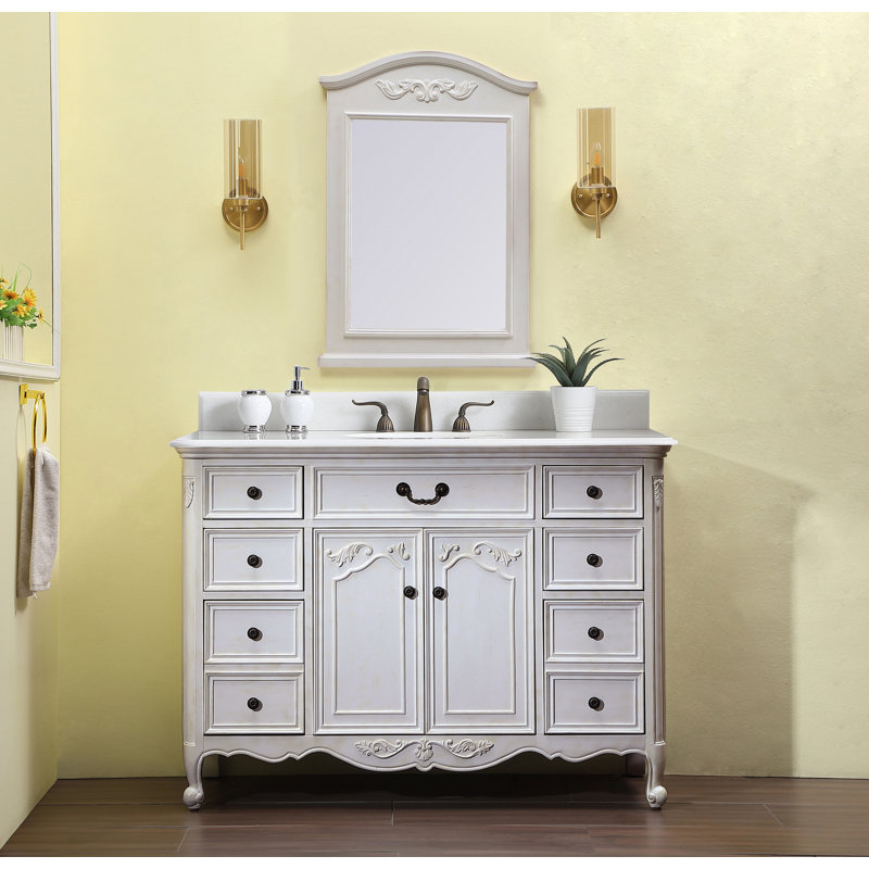 Ensemble de meuble-lavabo simple 48 po Angelique, Blanc, Blanc Guangxi